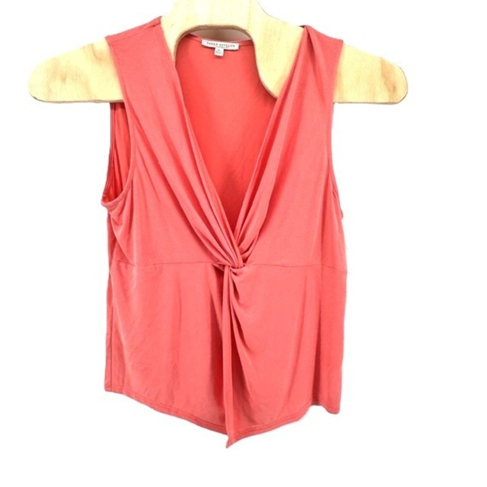 Green Envelope Los Angeles Coral Pink Twist Front V-Neck Sleeveless Top XL NEW